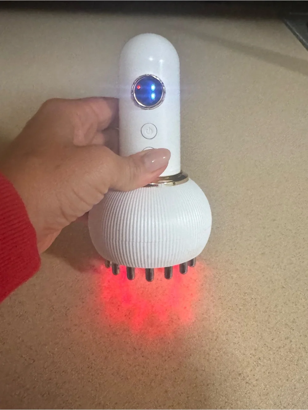 White Portable Massager with Gold Accent - Unknown Brand